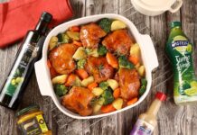 Frango temperado com legumes, receita Castelo Alimentos Frango temperado com legumes
